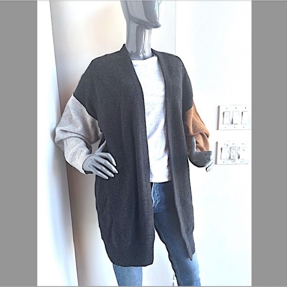 SPLENDID Collection Cashmere Open-Front Color-Blocked Cardigan EUC/sz L - Picture 4 of 12